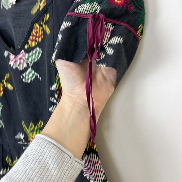 Anthropologie Floreat Black Floral Top Embroidered Sleeves Silk Blend Sz… - Picture 7 of 14